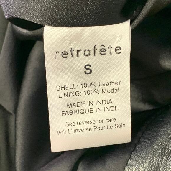 RETROFETE Size S Black Silver Leather Strapless Crystal Studded Mini Dress - Picture 7 of 8